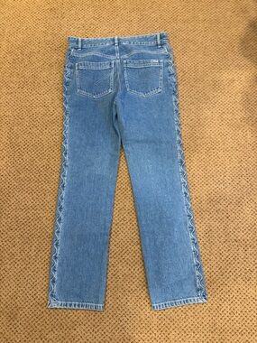 Chloé Light Blue Straight-Leg Jeans with Scalloped Side Trim